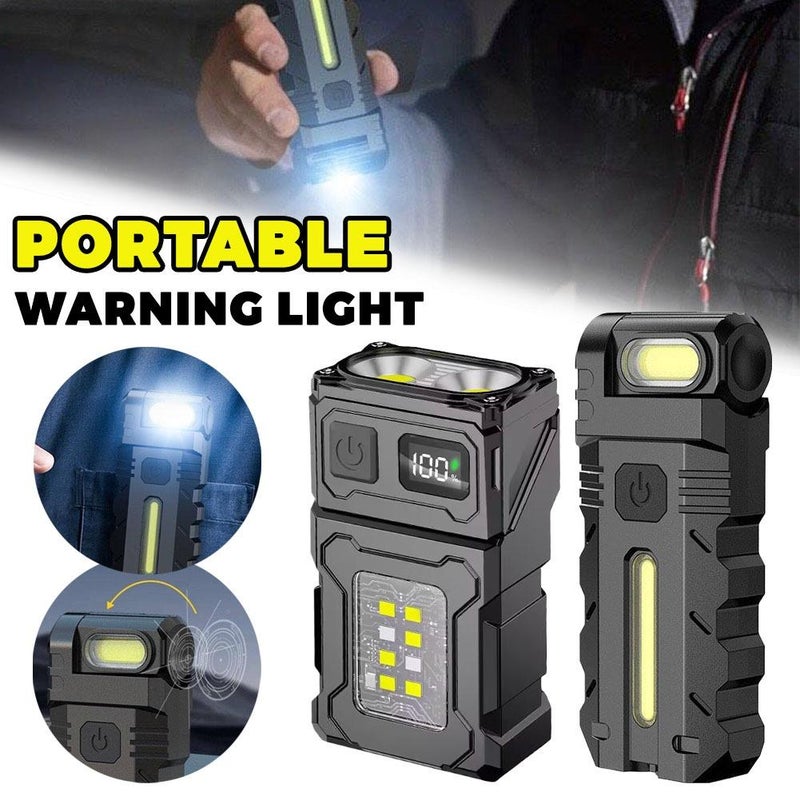 Magnetic LED Flashlight with 180° Rotating Head, Rechargeable EDC Pocket Light with White/Warm/Red COB, Type-C USB, Waterproof Work Light for Camping Car Repair Emergency - Image 2